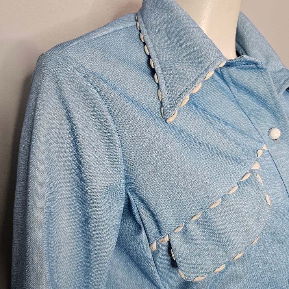 Vintage Embroidered Patchwork Blue Leisure Suit - Picture 3 of 13